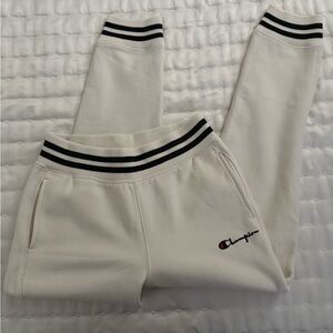 Champion Cream Joggers with Striped Cuffs